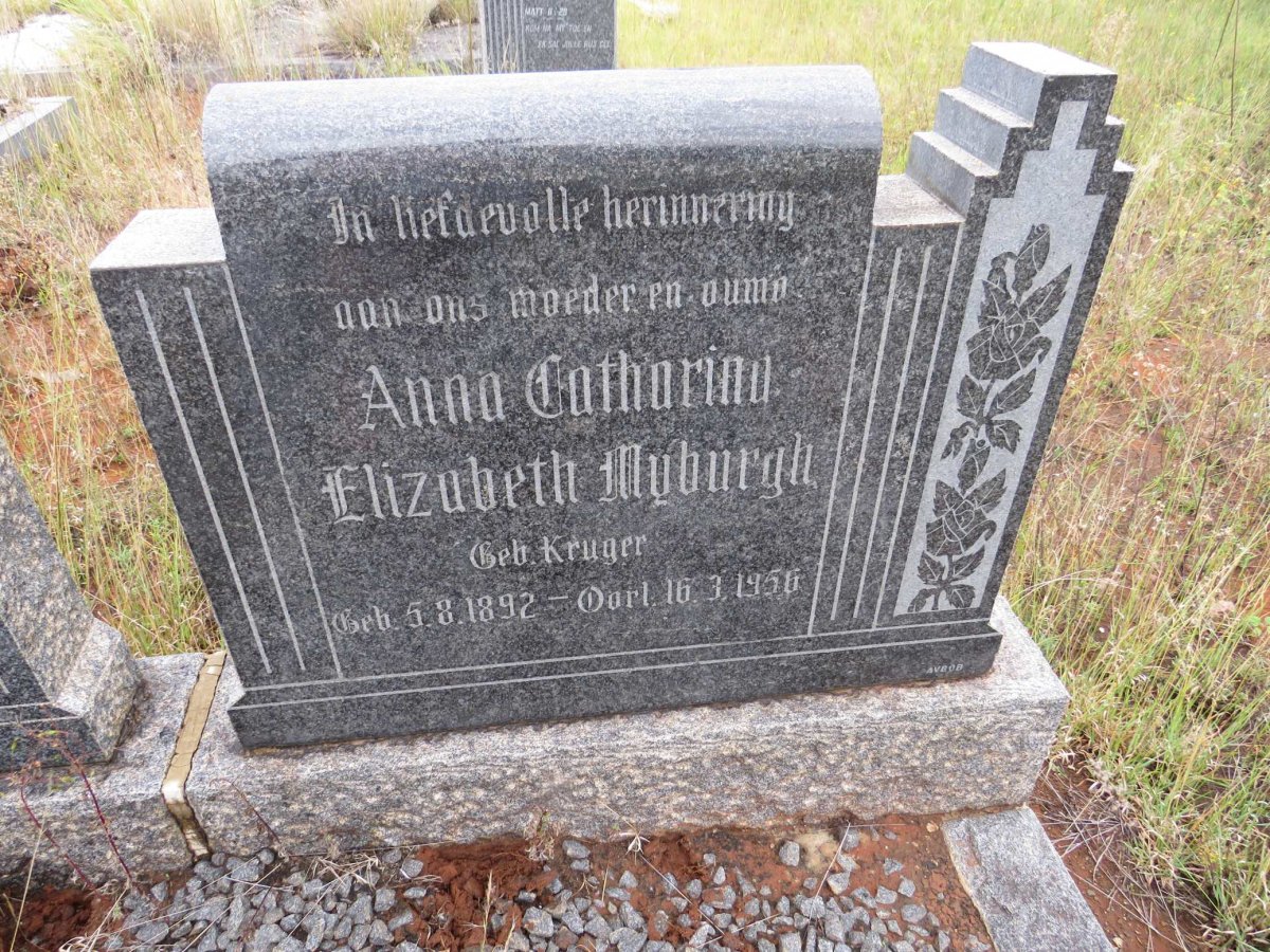 MYBURGH Anna Catharina Elizabeth nee KRUGER 1892-1956