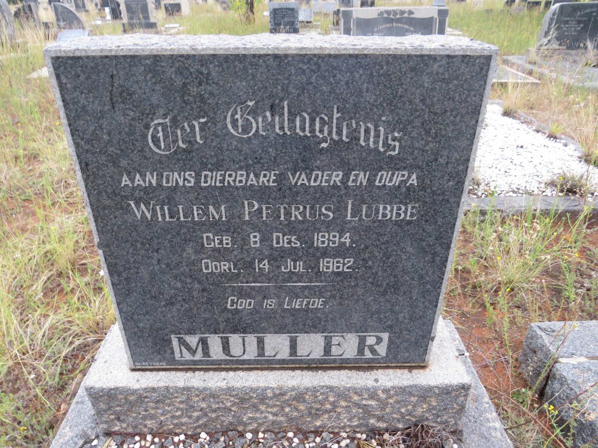 MULLER Willem Petrus Lubbe 1894-1962