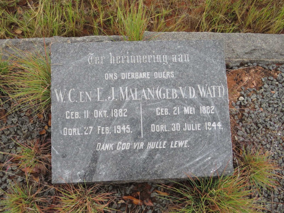 MALAN W.C. 1882-1945 &amp; E.J. V.D. WATT 1882-1944