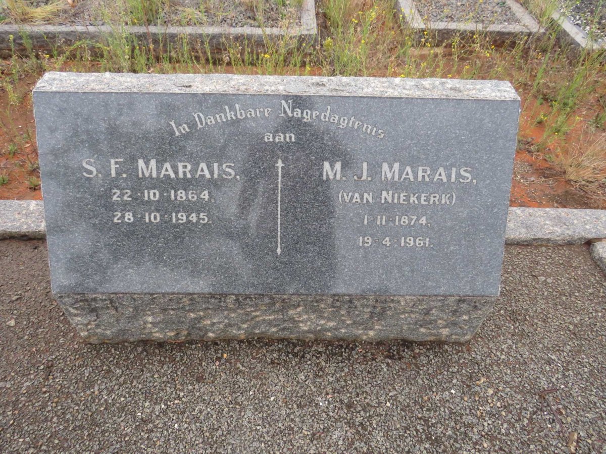 MARAIS S.F. 1864-1945 &amp; M.J. VAN NIEKERK 1874-1961
