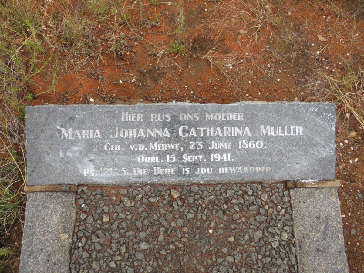 MULLER Maria Johanna Catharina nee V.D. MERWE 1860-1941