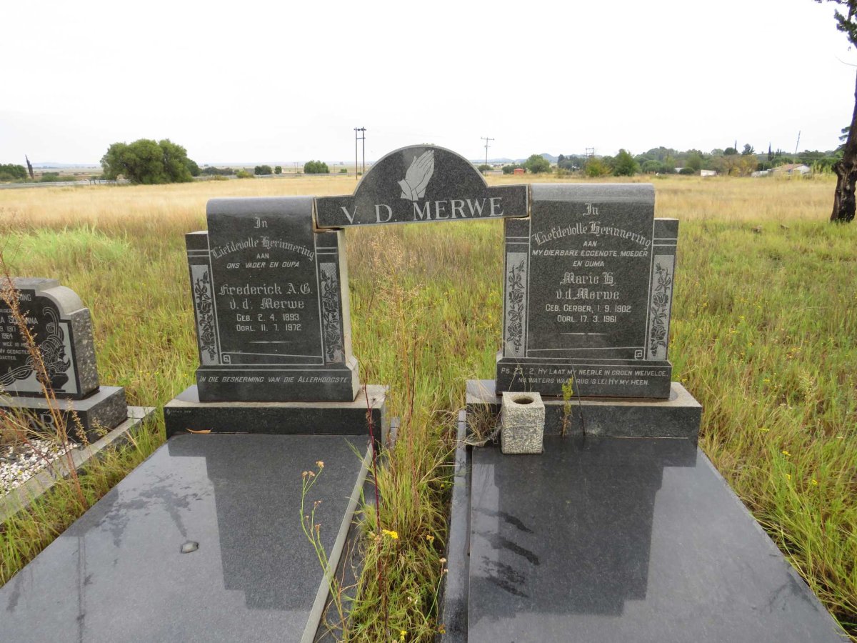 MERWE Frederick A.G., v.d. 1893-1972 &amp; Marie GERBER 1902-1961