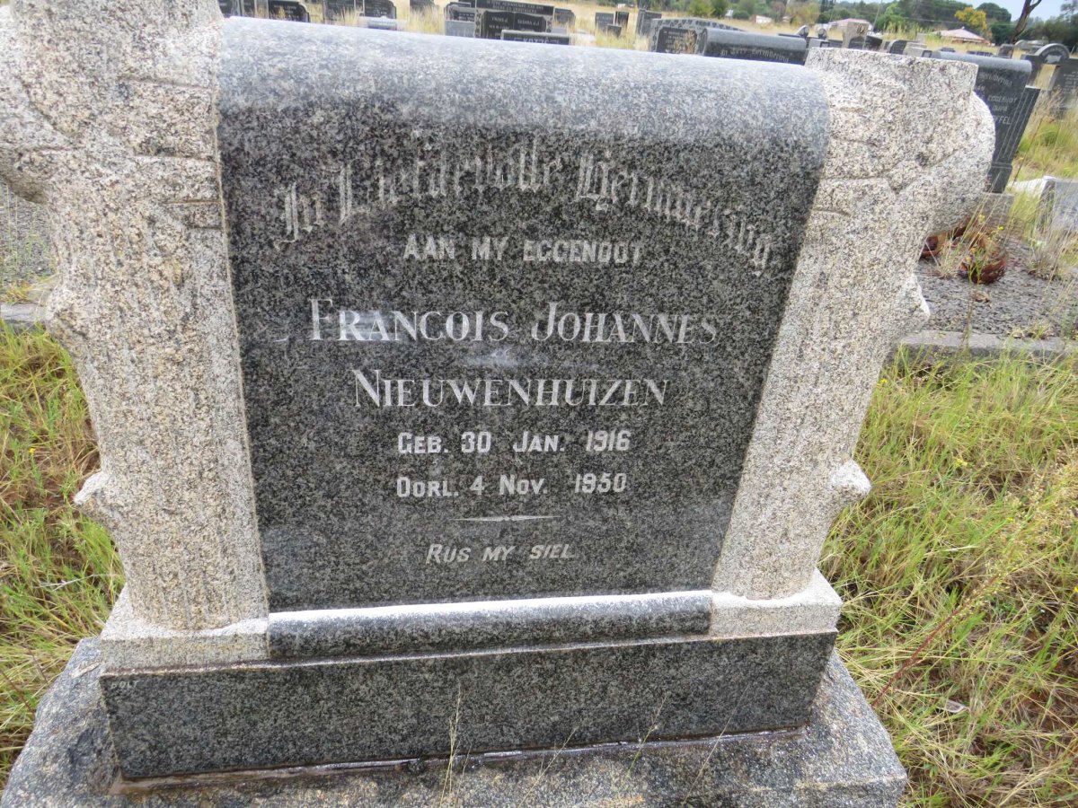 NIEUWENHUIZEN Francois Johannes 1916-1950