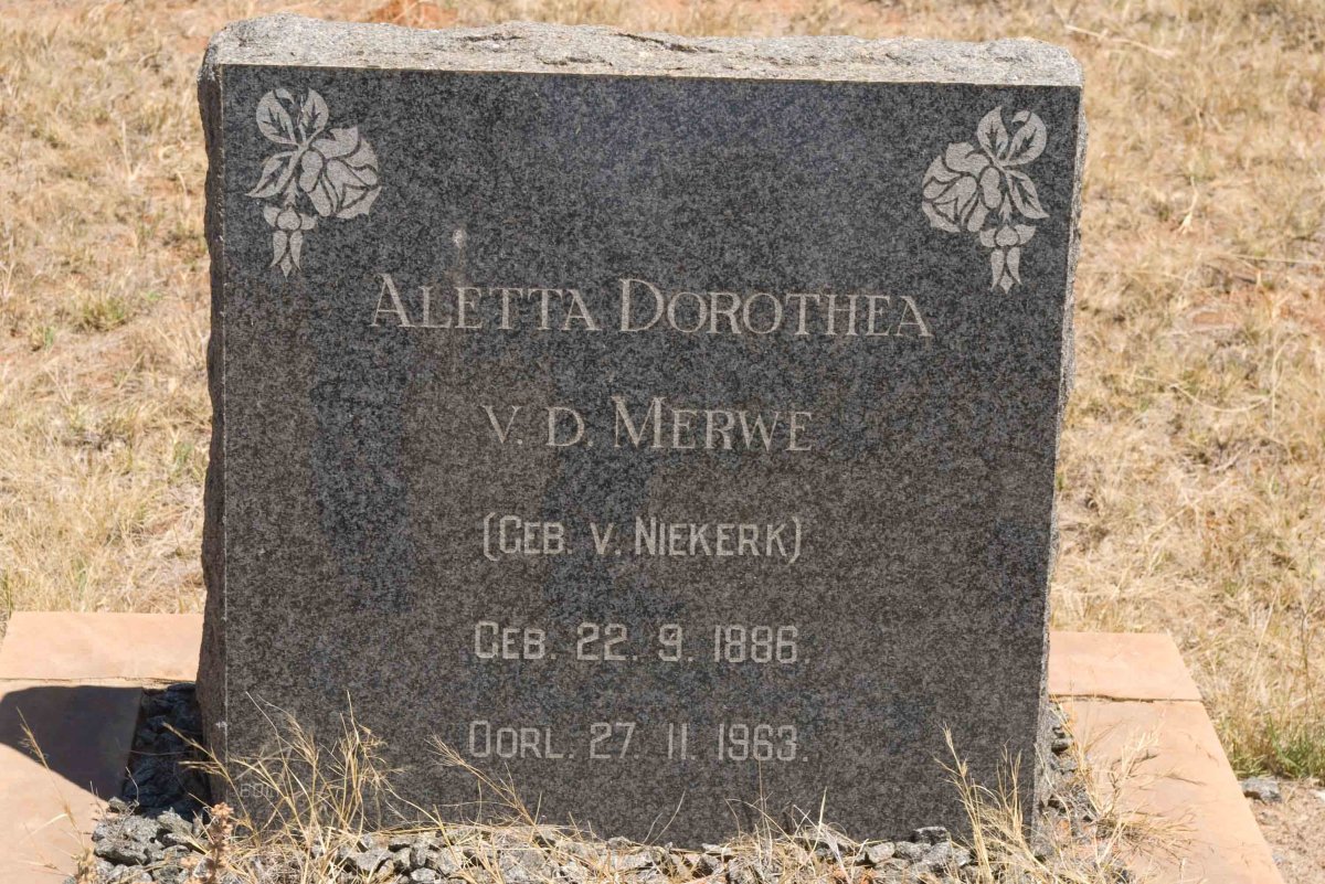 NIEKERK Aletta Dorothea, van nee VAN DER MERWE 1886-1963