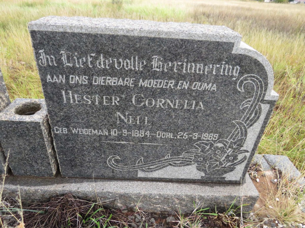NELL Hester Cornelia nee WEIDEMAN 1894-1989