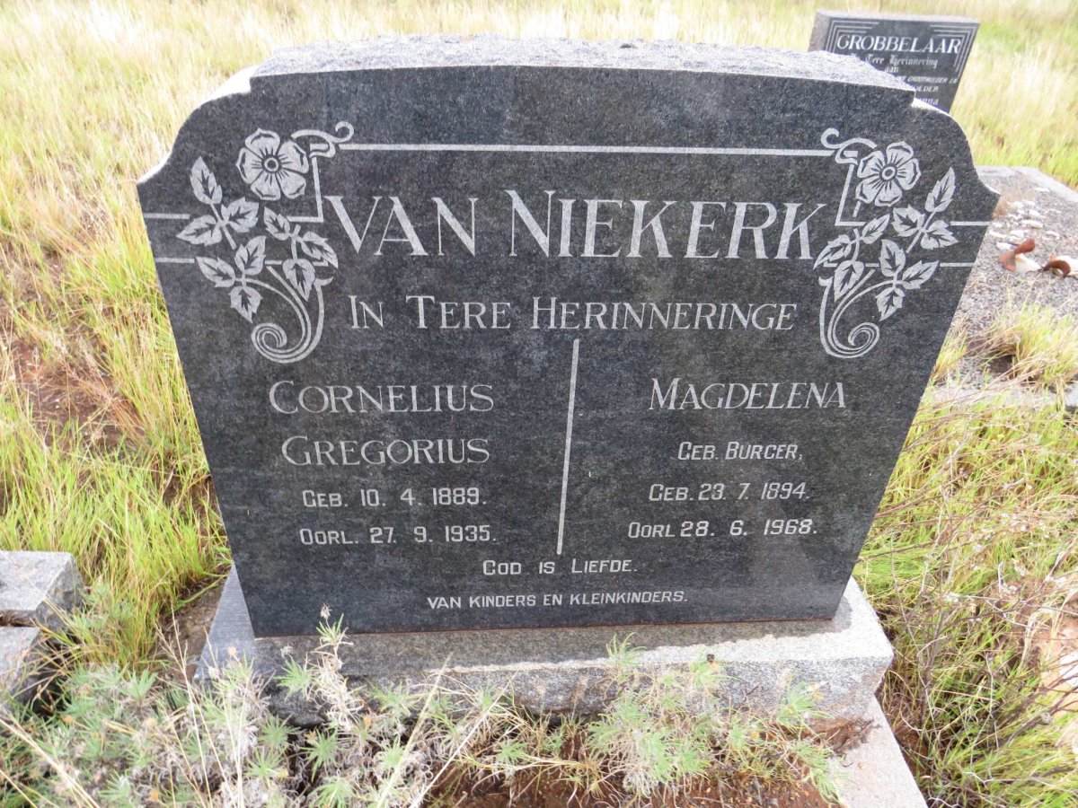 NIEKERK Cornelius Gregorius, van 1889-1935 &amp; Magdelena BURGER 1894-1968