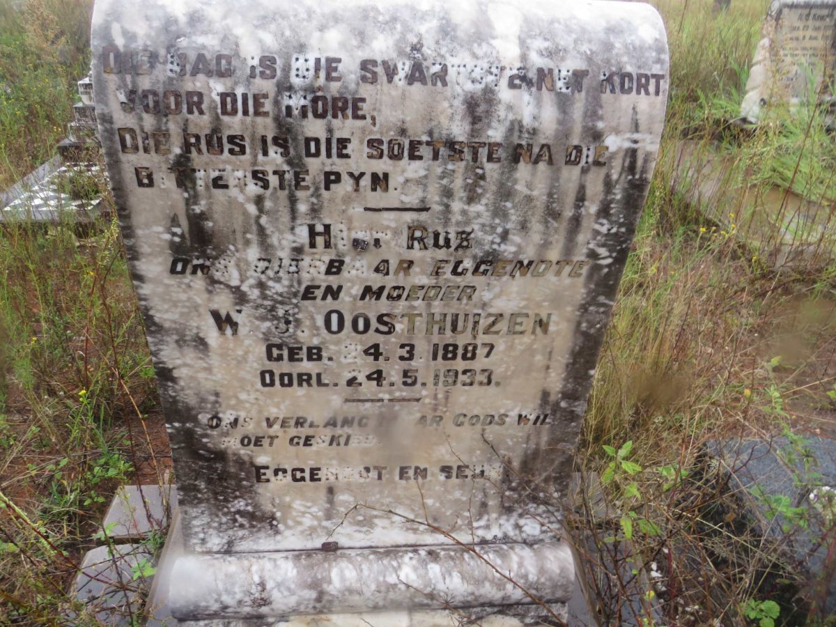 OOSTHUIZEN W.J. 1887-1933