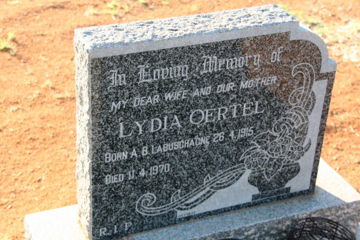 OERTEL A.B. Lydia nee LABUSCHAGNE 1915-1970