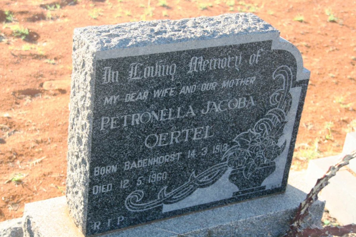 OERTEL Petronella Jacoba nee BADENHORST 1919-1960