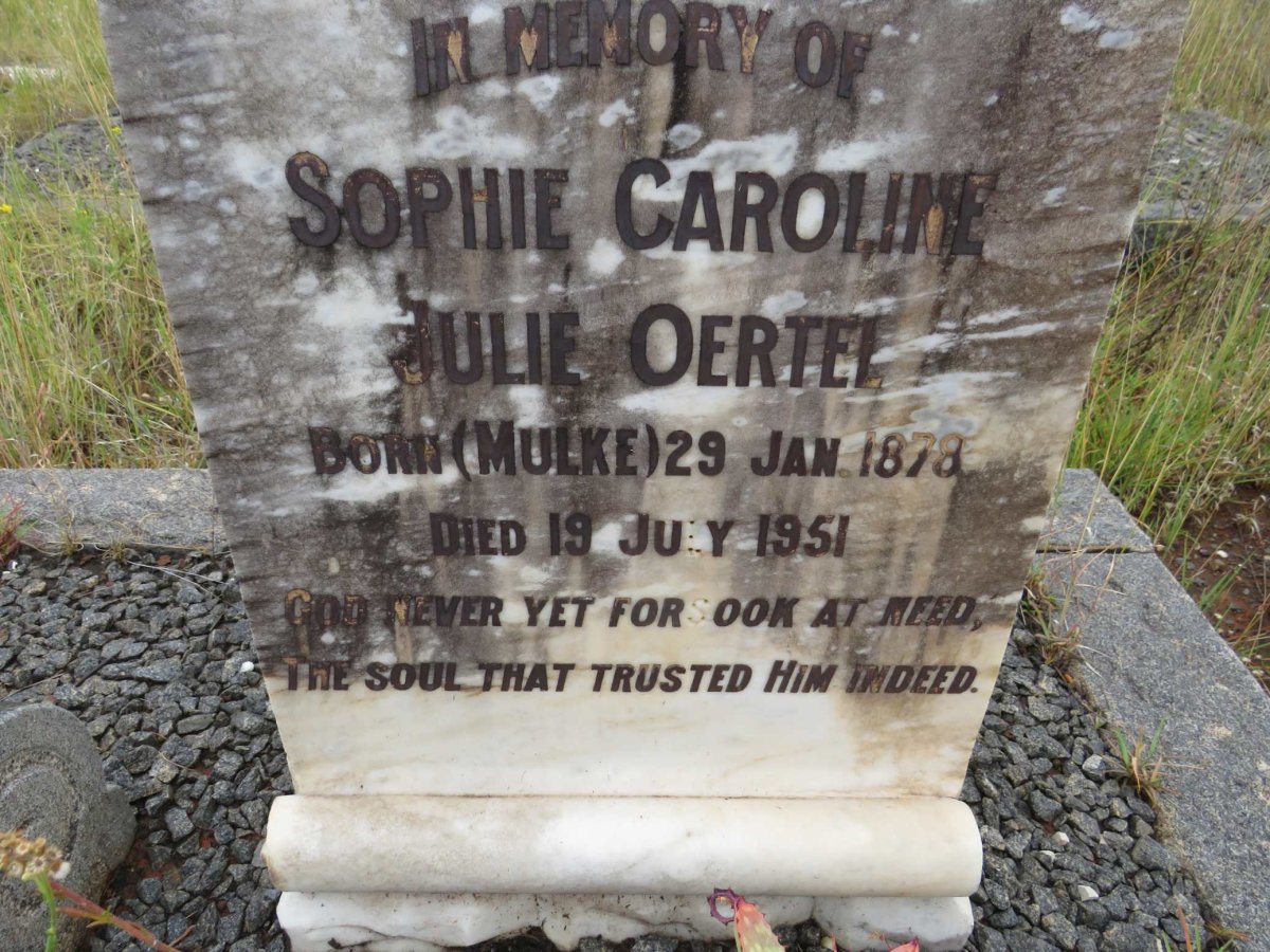 OERTEL Sophie Caroline Julie nee MULKE 1878-1951