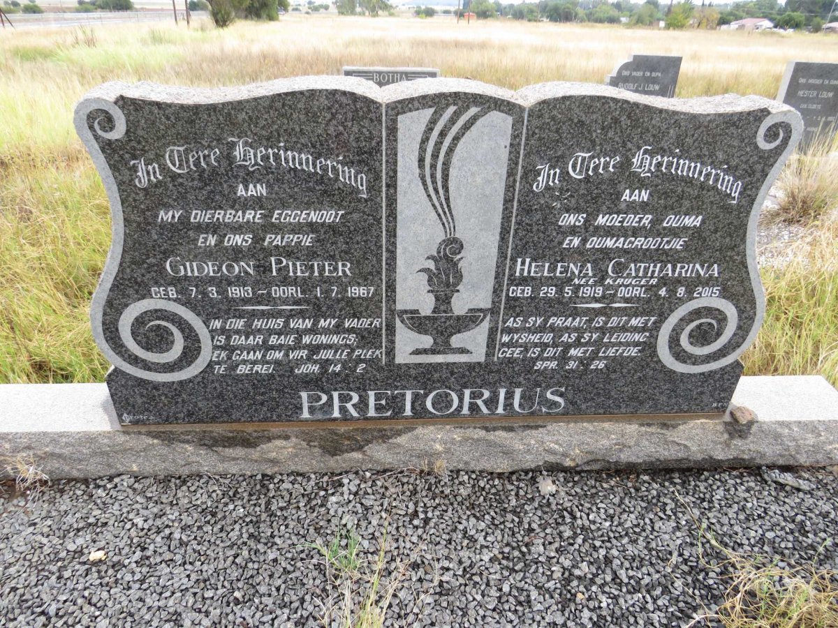 PRETORIUS Gideon Pieter 1913-1967 &amp; Helena Catharina KRUGER 1919-2015