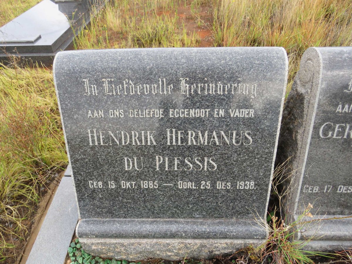 PLESSIS Hendrik Hermanus, du 1885-1938