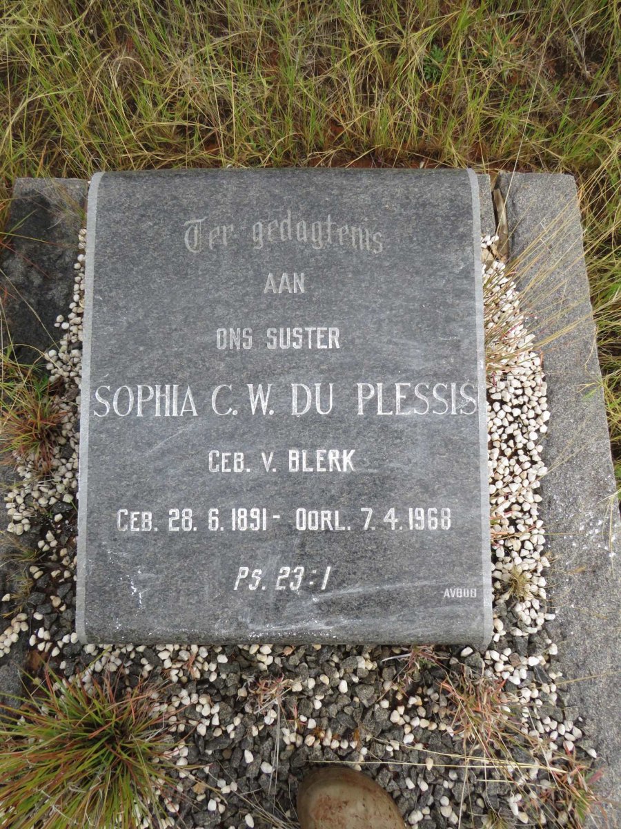 PLESSIS Sophia C.W., du nee V. BLERK 1891-1968