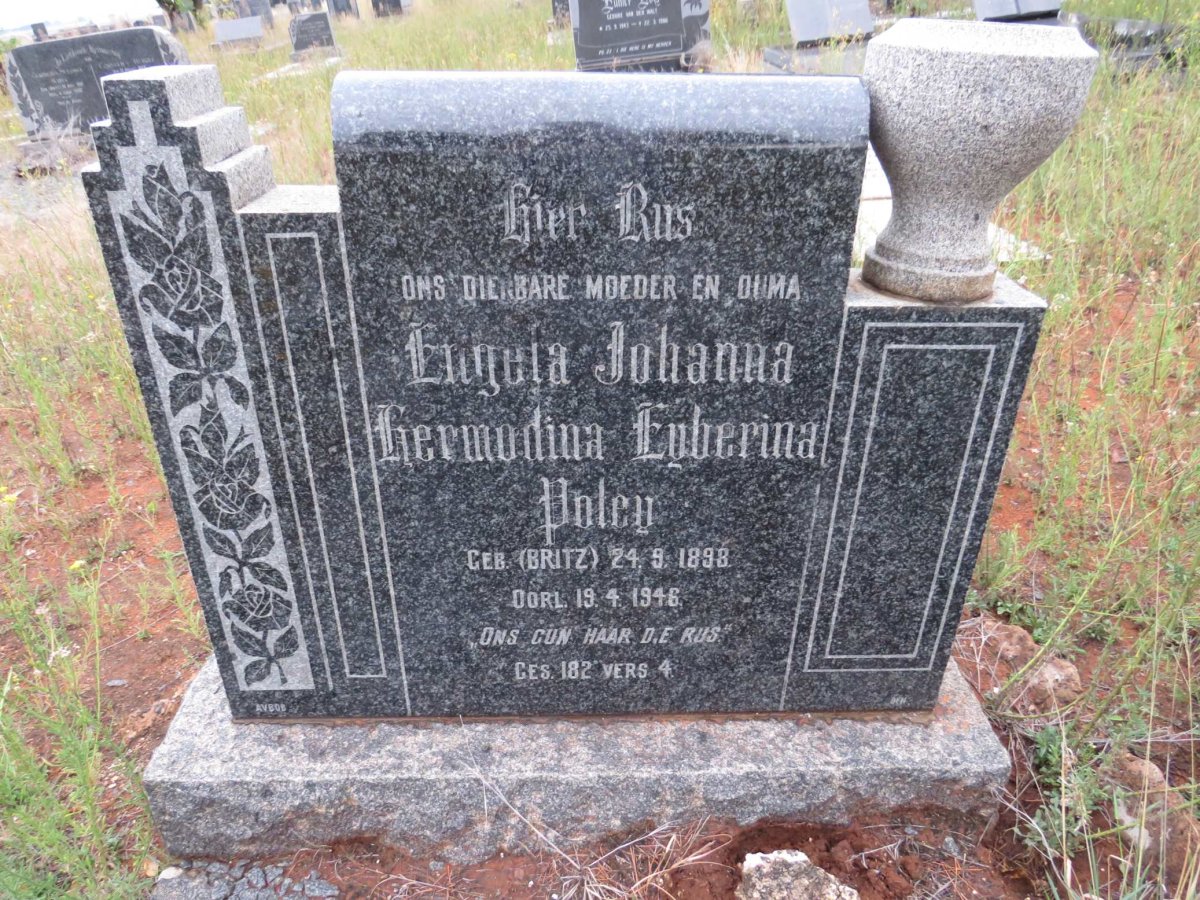 POLEY Engela Johanna Hermodina Eyberina nee BRITZ 1898-1946