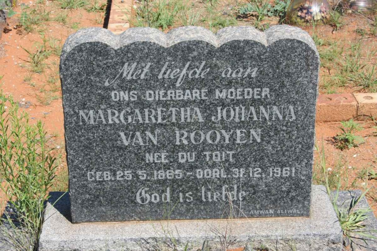 ROOYEN Margaretha Johanna, van nee DU TOIT 1865-1961