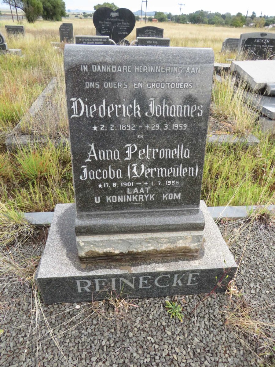 REINECKE Diederick Johannes 1892-1959 &amp; Anna Petronella Jacoba VERMEULEN 1901-1986