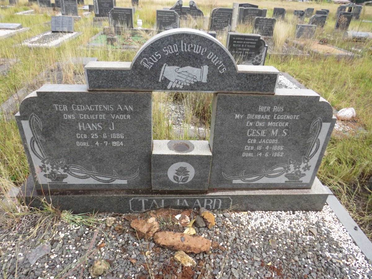 TALJAARD Hans J. 1886-1964 &amp; Gesie M.S. 1886-1962