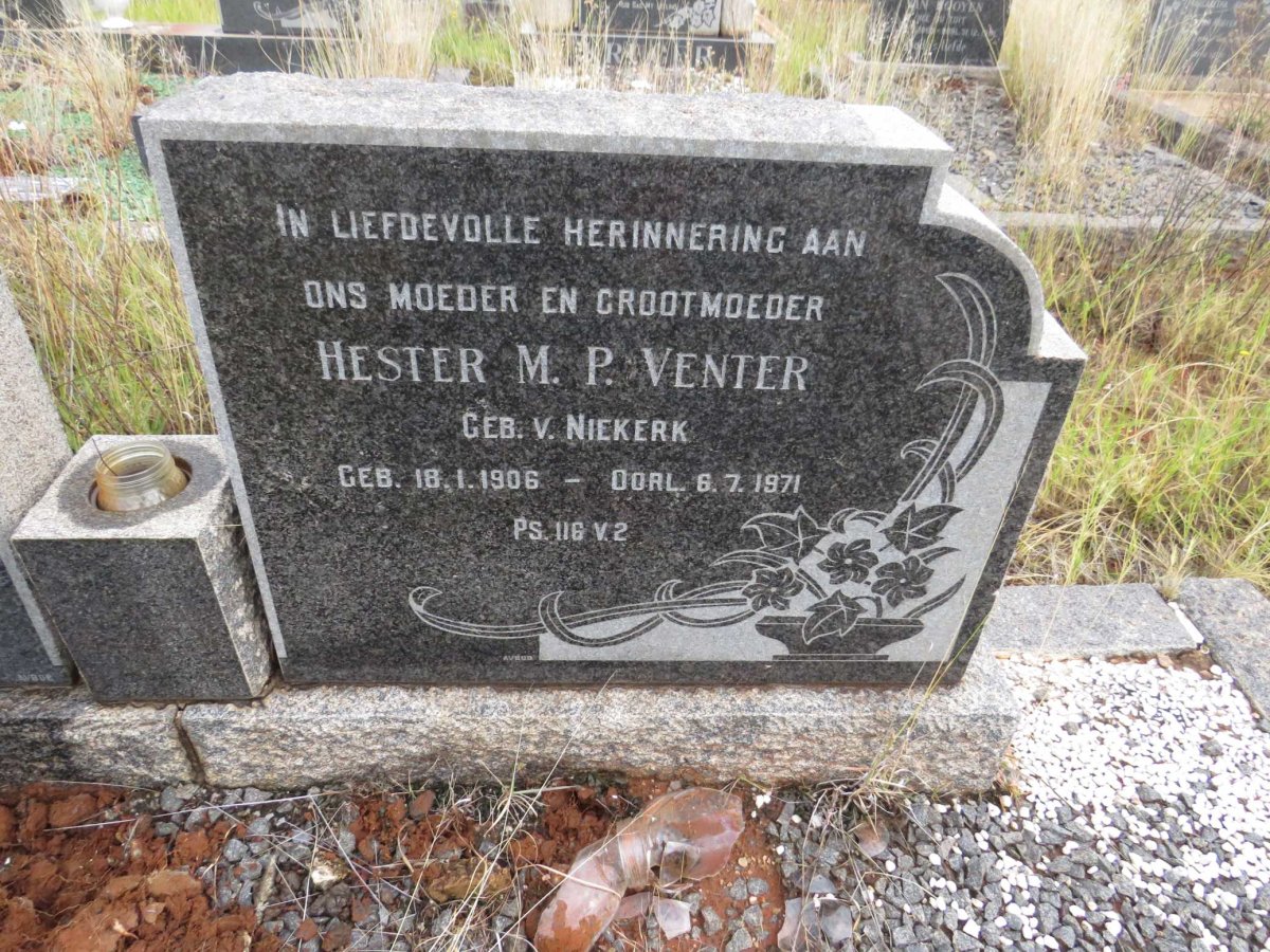 VENTER Hester M.P. nee v. NIEKERK 1906-1971