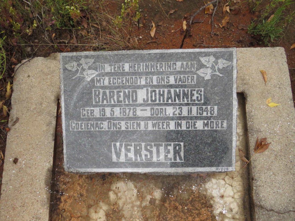VERSTER Barend Johannes 1878-1948