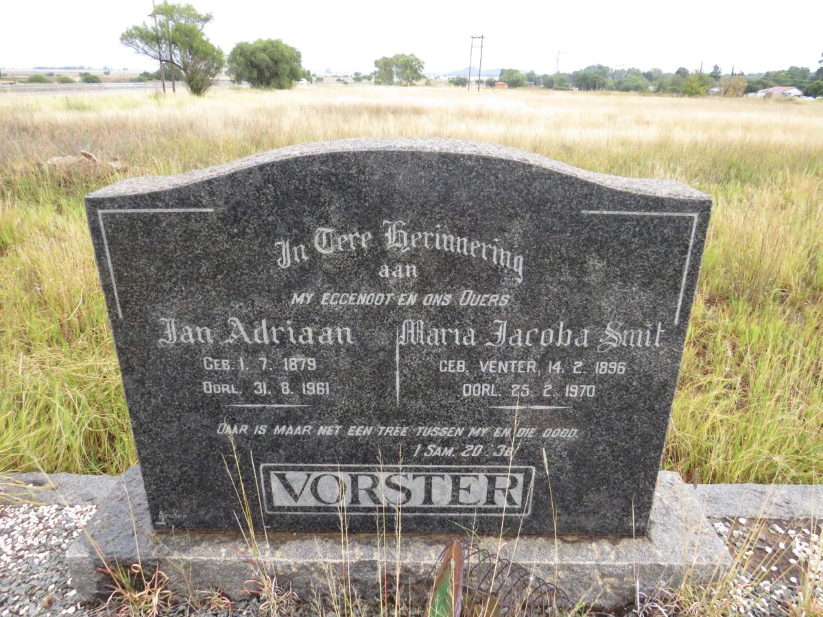 VORSTER Jan Adriaan 1879-1961 &amp; Maria Jacoba Smit VENTER 1896-1970