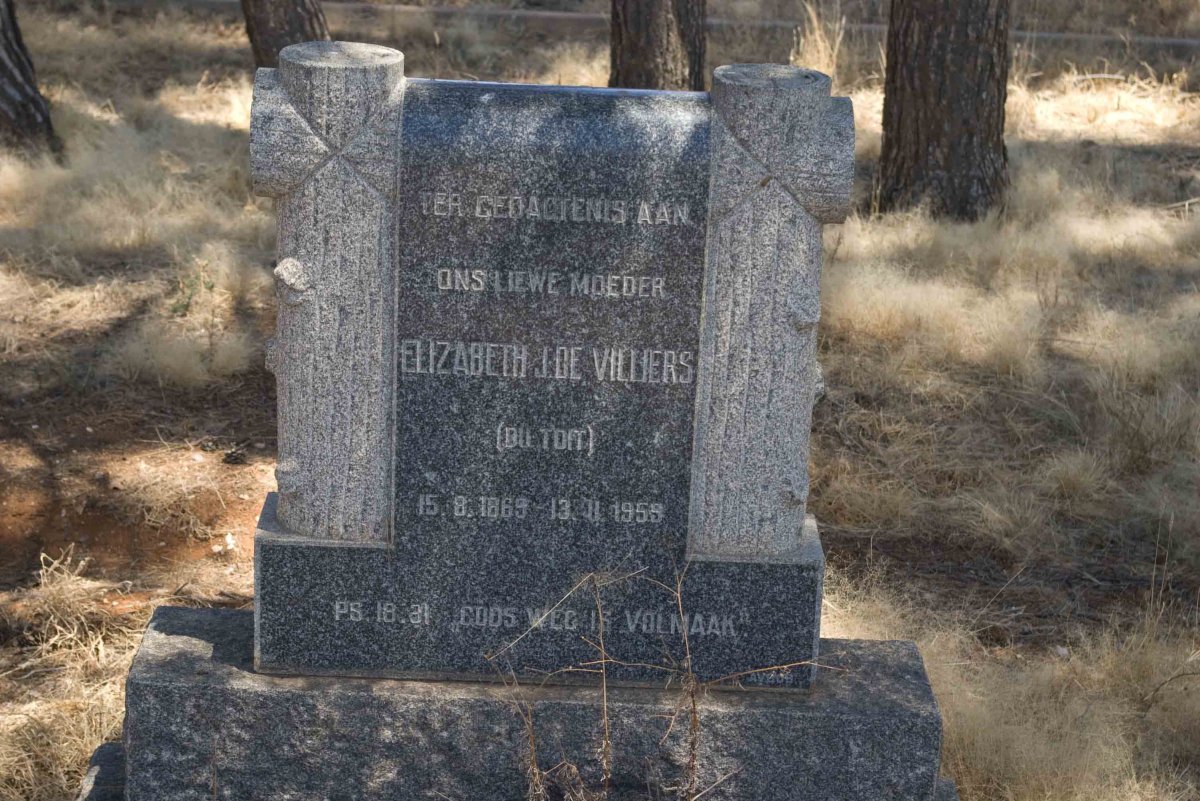VILLIERS Elizabeth J., de nee DU TOIT 1869-1959