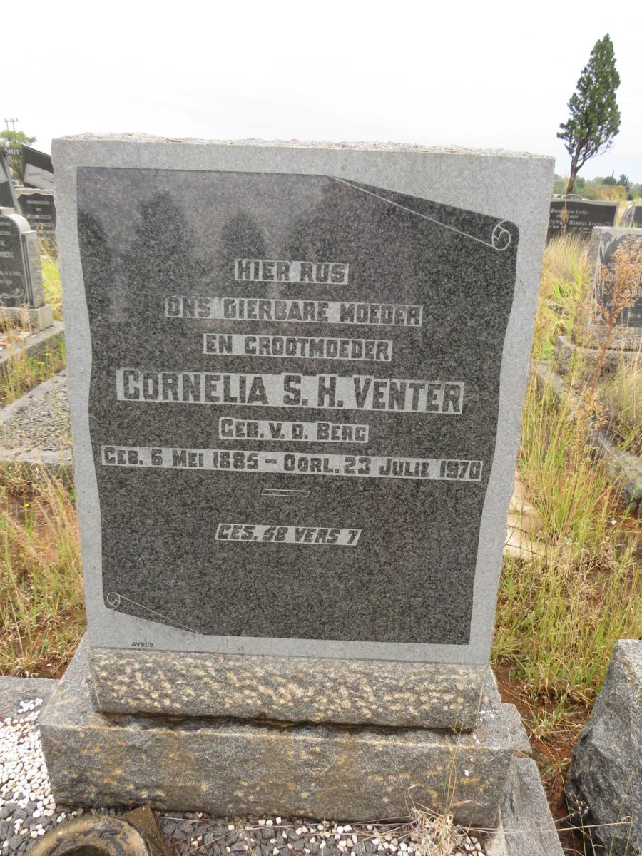 VENTER Cornelia S.H. nee v.d. BERG 1885-1970
