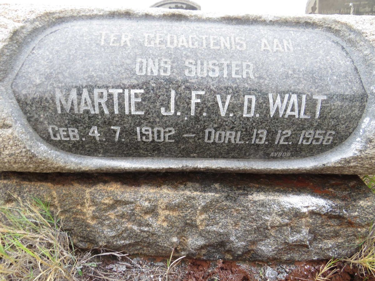 WALT Martie J.F., v.d. 1902-1956