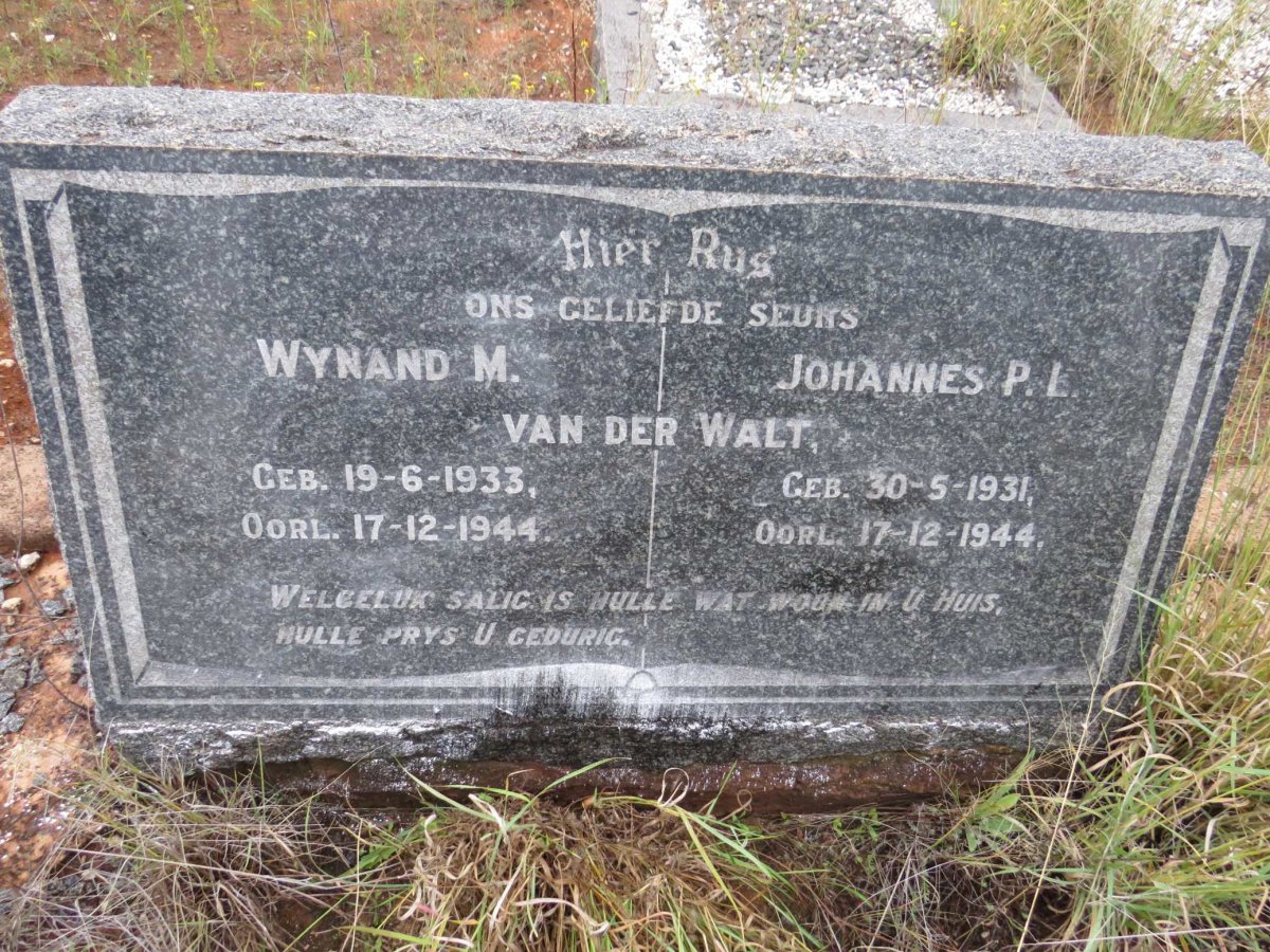 WALT Johannes P.L., van der 1931-1944 :: VAN DER WALT Wynand M. 1933-1944
