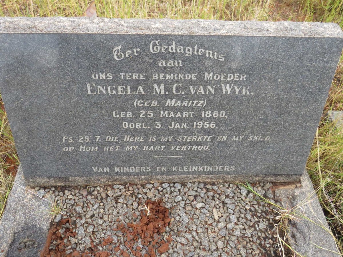 WYK Engela M.C., van nee MARITZ 1880-1956