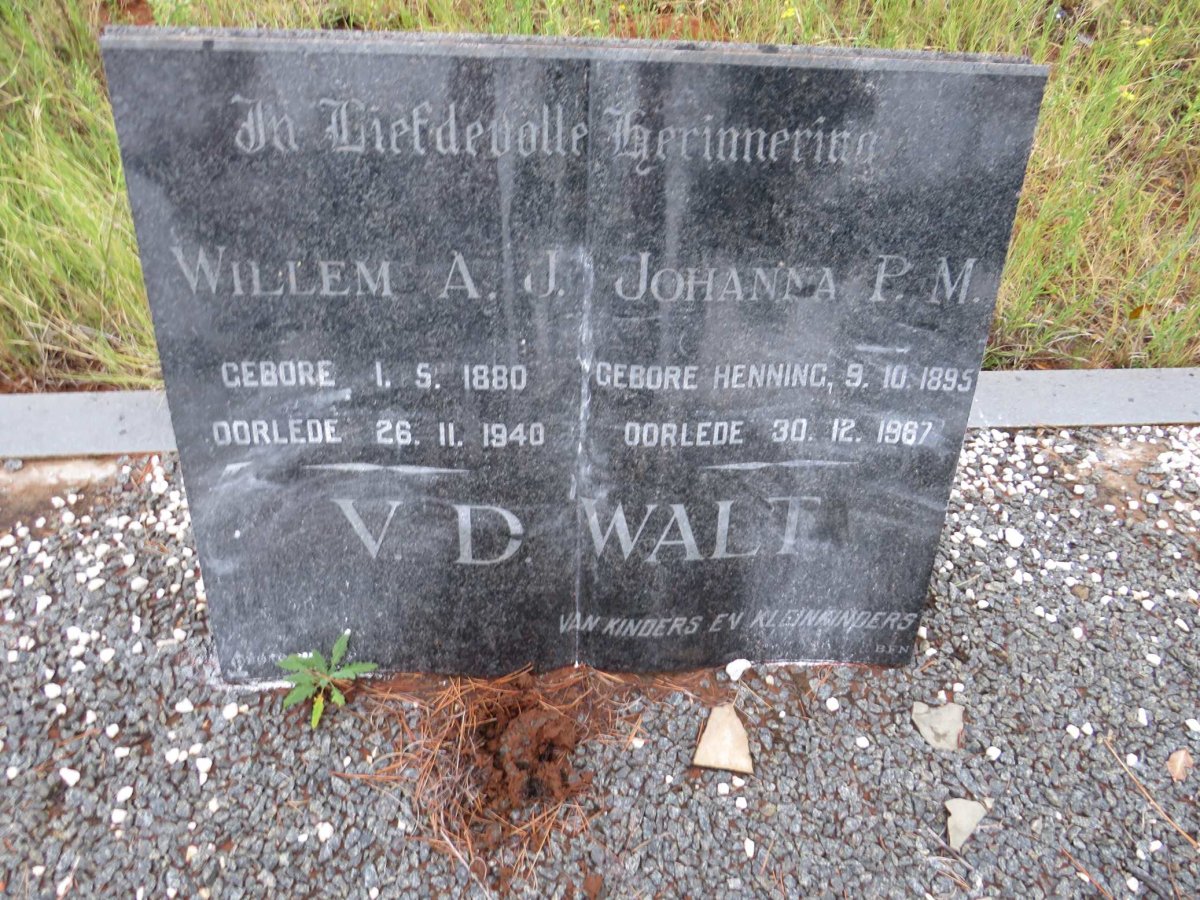 WALT Willem A.J., v.d. 1880-1940 &amp; Johanna P.M. HENNING 1895-1987