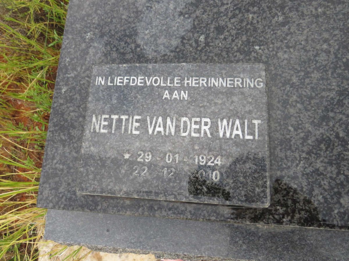WALT Nettie, van der 1924-2010