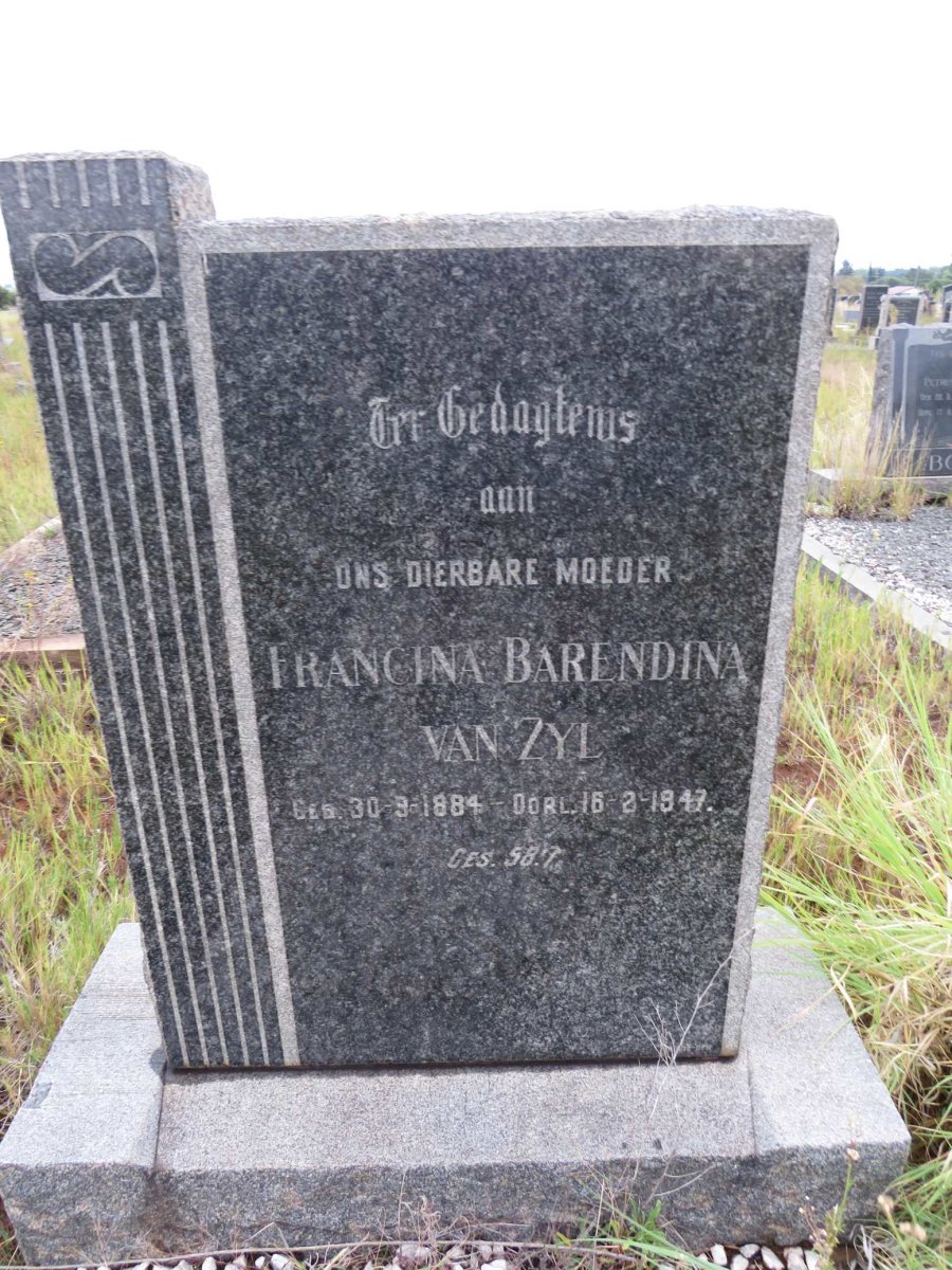 ZYL Francina Barendina, van 1884-1947