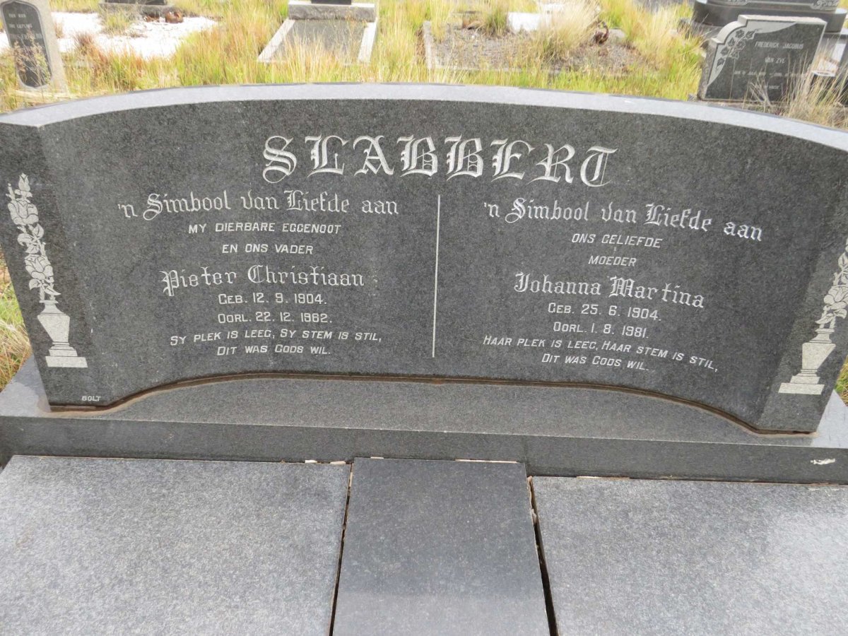 SLABBERT Pieter Christiaan 1904-1962 &amp; Johanna Martina 1904-1981
