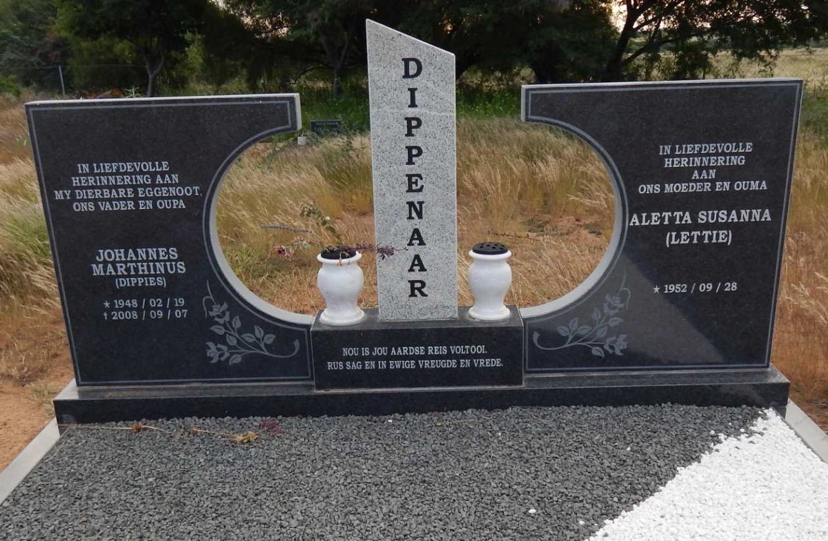 DIPPENAAR Johannes Marthinus 1948-2008 &amp; Aletta Susanna 1952-