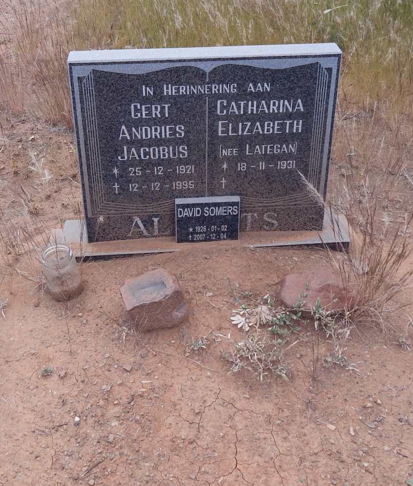 AL???TS Gert Andries Jacobus 1921-1995 &amp; Catharina Elizabeth LATEGAN 1931- :: SOMERS David 1926-2007