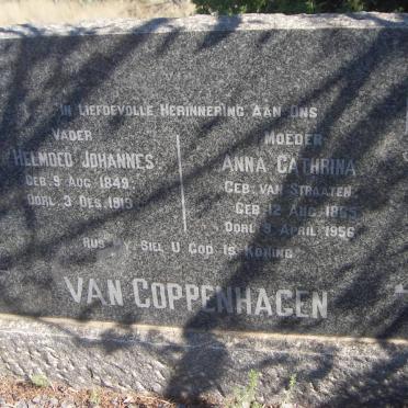 COPPENHAGEN Helmoed Johannes, van 1849-1919 &amp; Anna Cathrina VAN STRAATEN 1865-1956