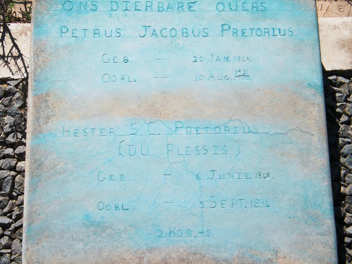 PRETORIUS Petrus Jacobus 1846-1931 &amp; Hester S.C. DU PLESSIS 1848-1894