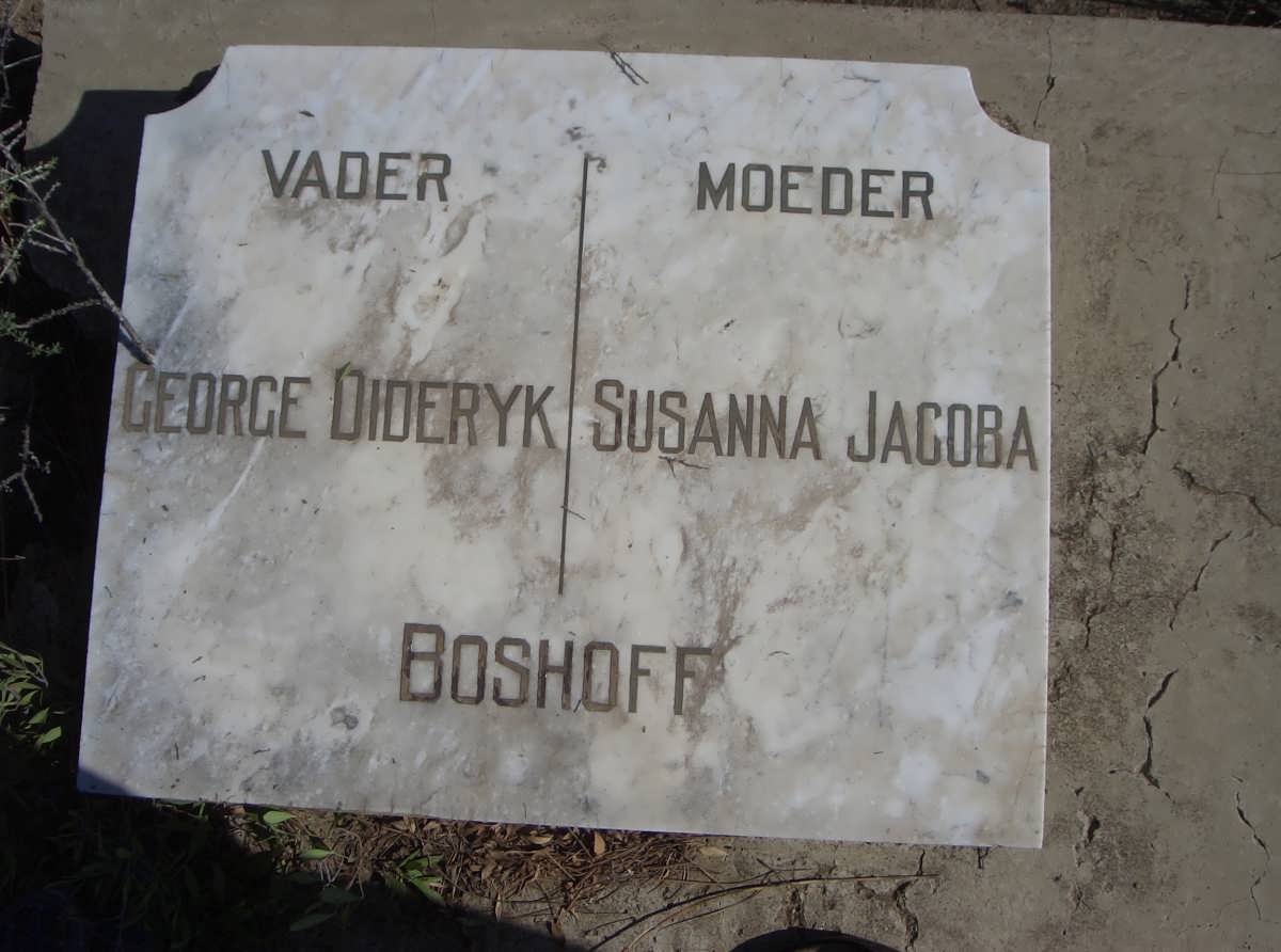 BOSHOFF George Dideryk &amp; Susanna Jacoba