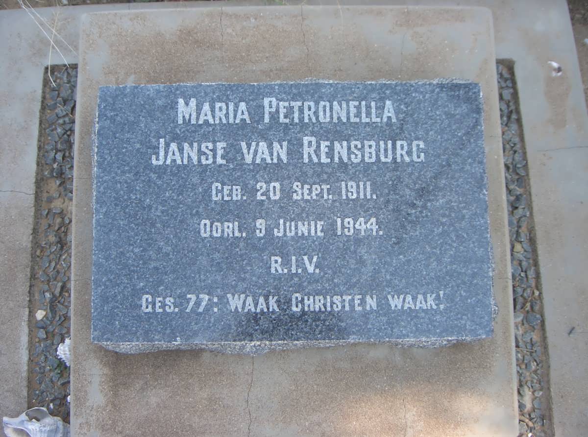 RENSBURG Maria Petronella, Janse van 1911-1944