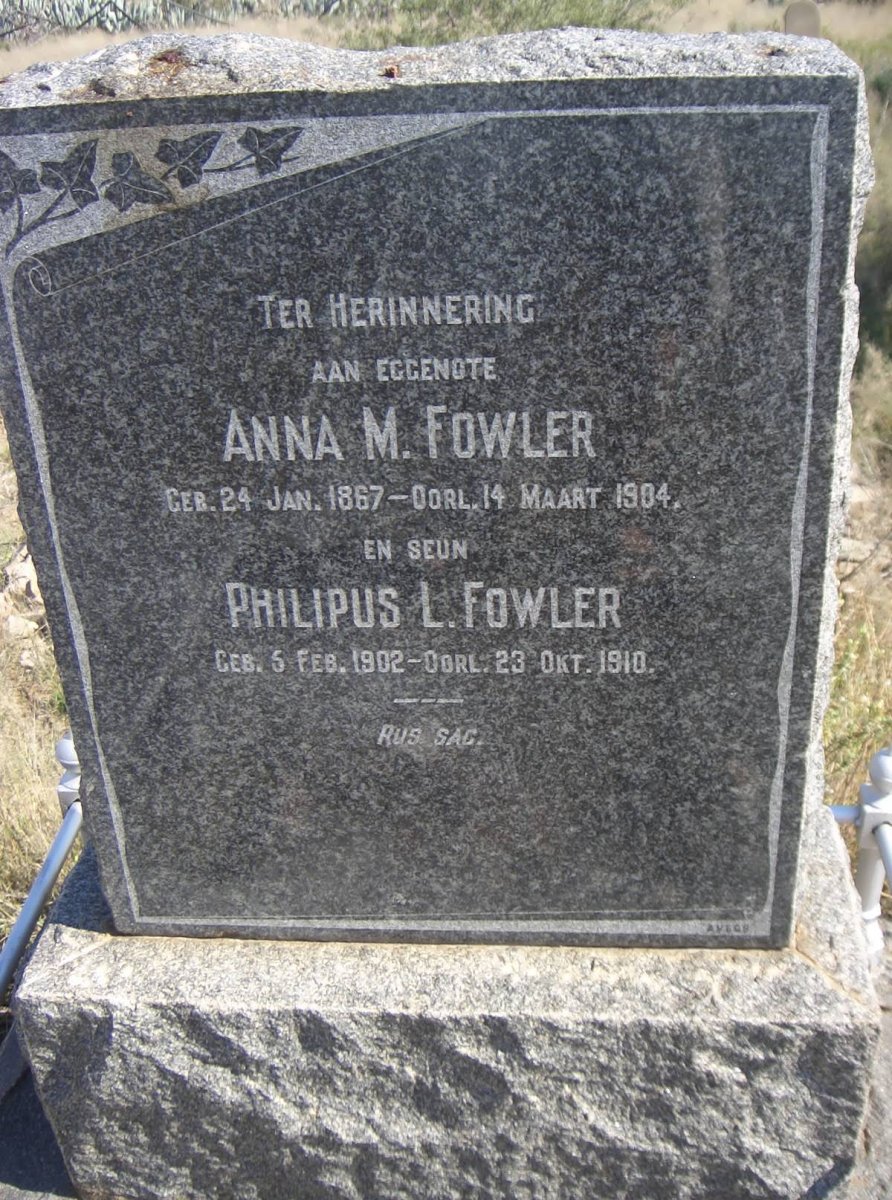 FOWLER Anna M. 1867-1904 :: FOWLER Philipus L. 1902-1910