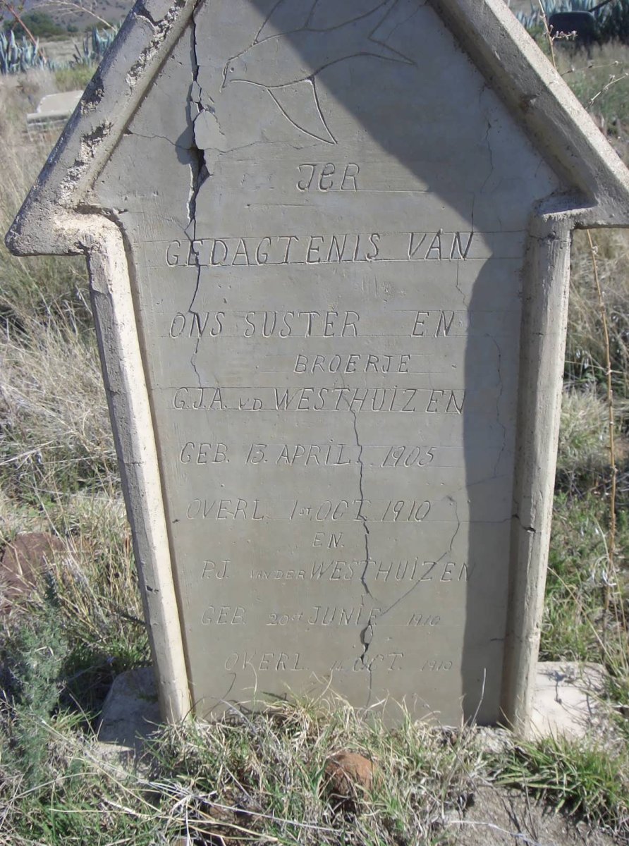 WESTHUIZEN G.J.A., v.d. 1905-1910 :: V.D. WESTHUIZEN P.J. 1910-1910