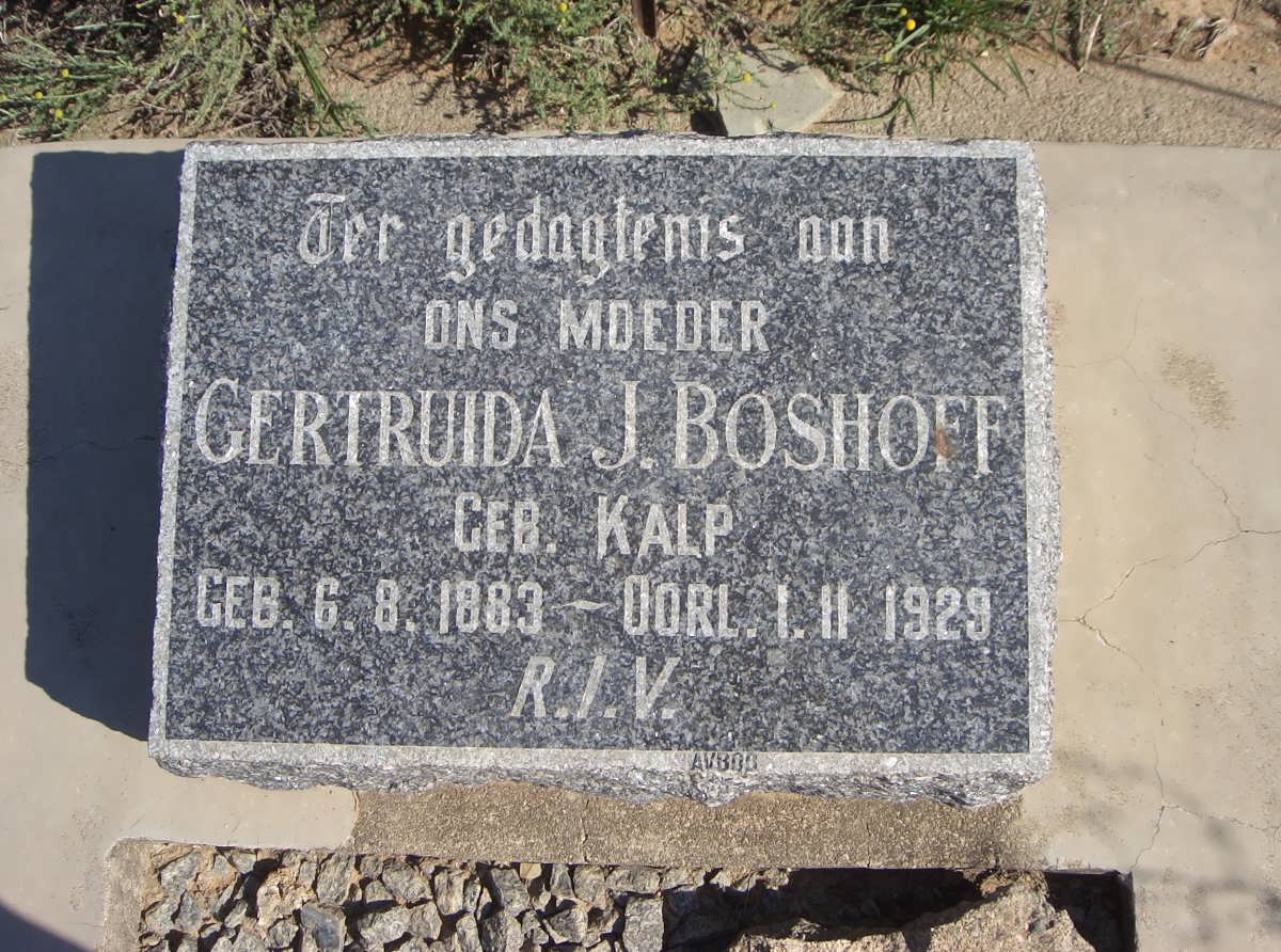 BOSHOFF Gertruida. J. nee KALP 1883-1929