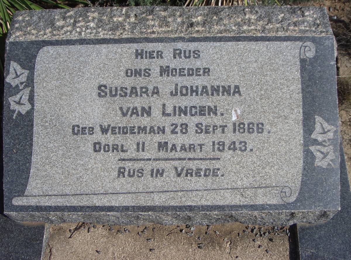 LINGEN Susara Johanna, van nee WEIDEMAN 1866-1943
