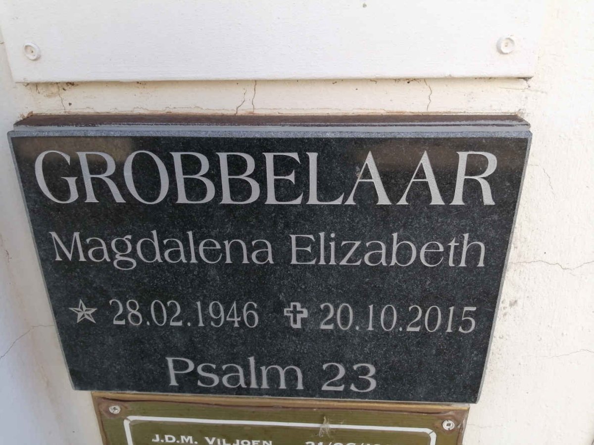 GROBBELAAR Magdalena Elizabeth 1946-2015