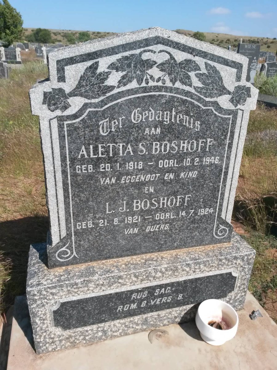 BOSHOFF Aletta S. 1918-1946 :: BOSHOFF L.J. 1921-1924