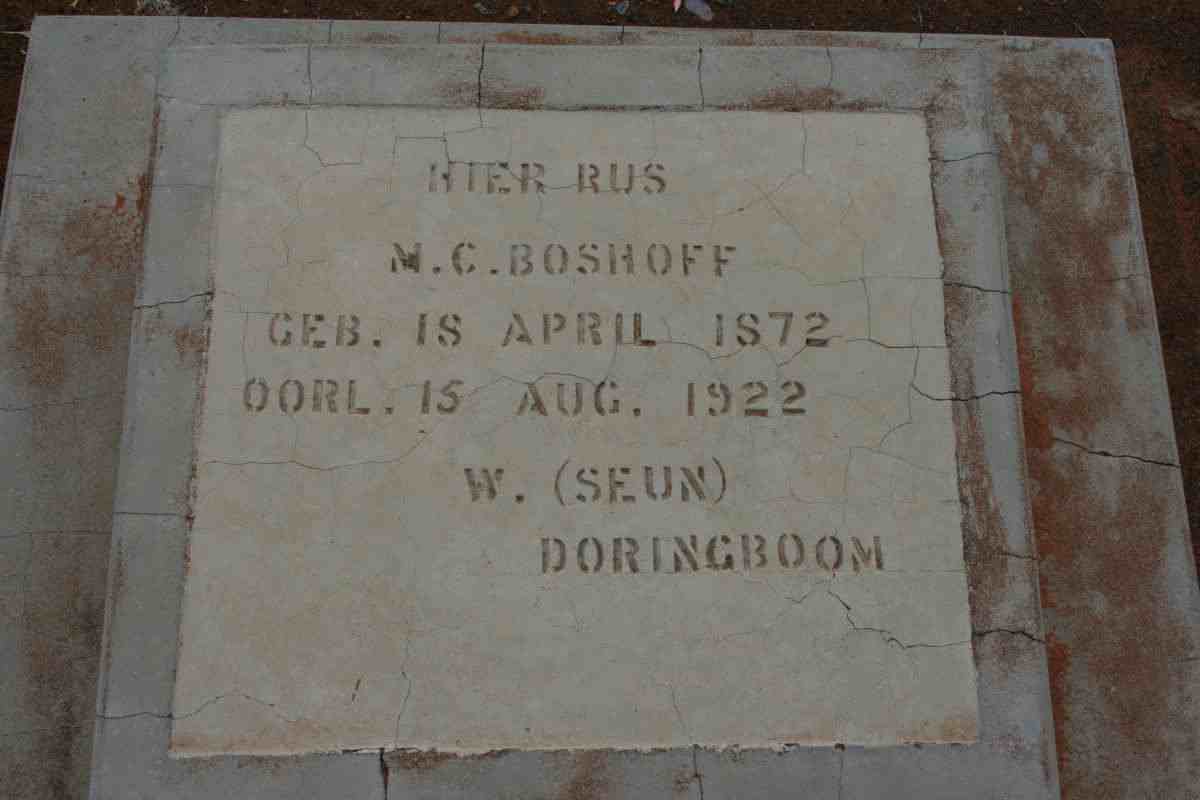BOSHOFF M.C. 1872-1922