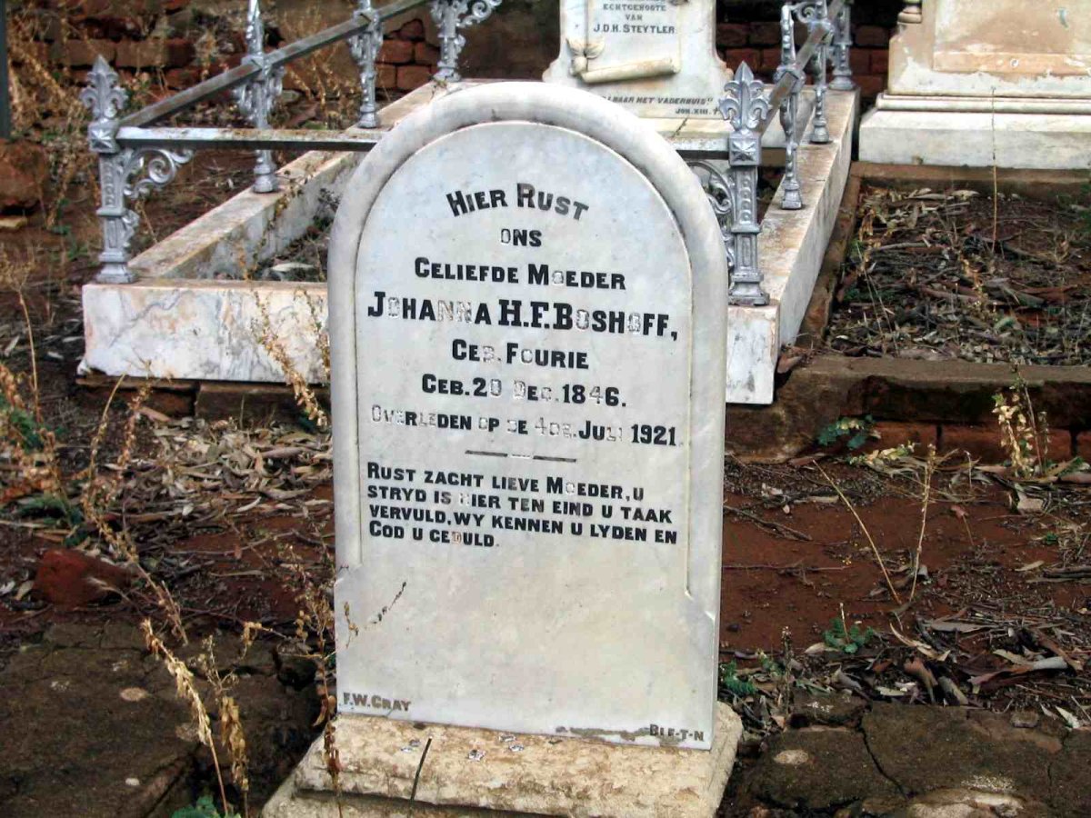 BOSHOFF Johanna H.F. nee FOURIE 1846-1921