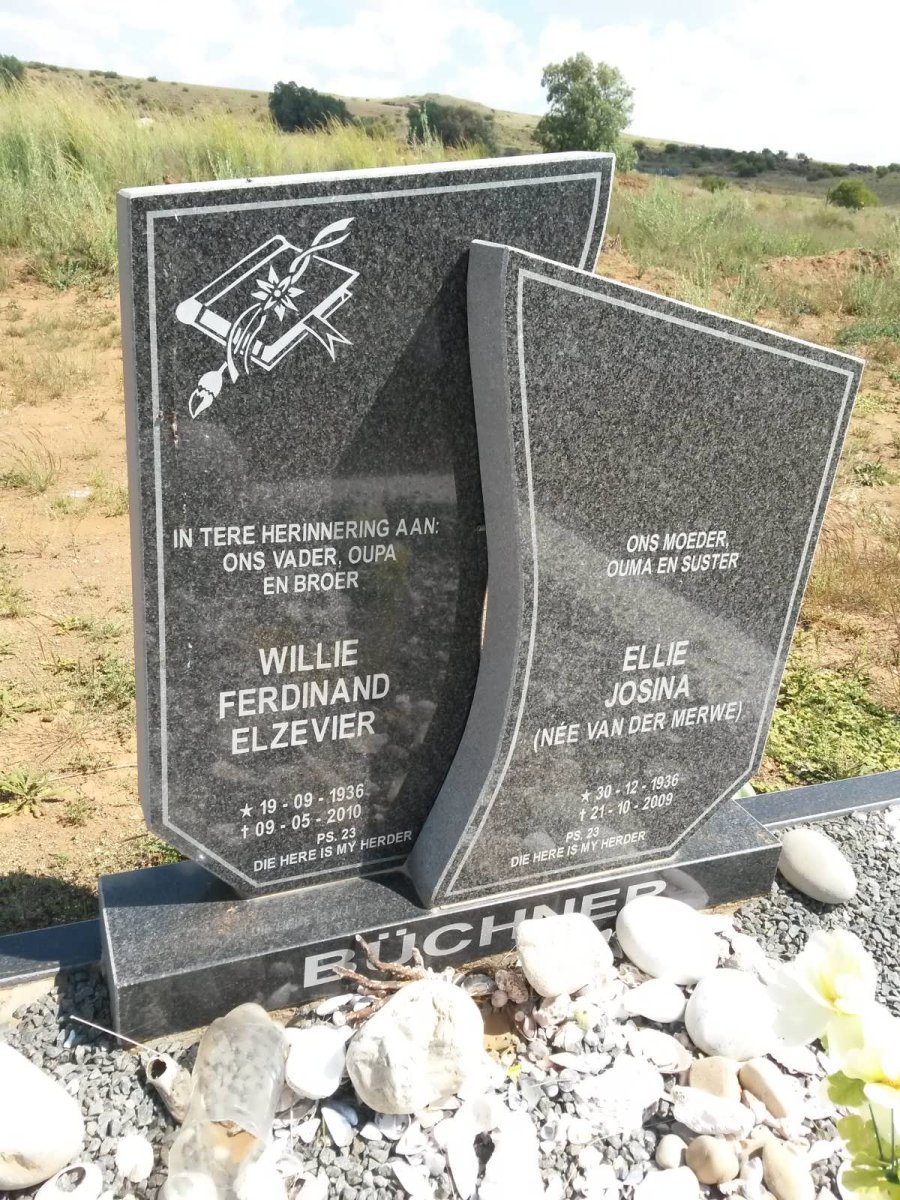 BUCHNER Willie Ferdinand Elzevier 1936-2010 &amp; Ellie Josina VAN DER MERWE 1936-2009
