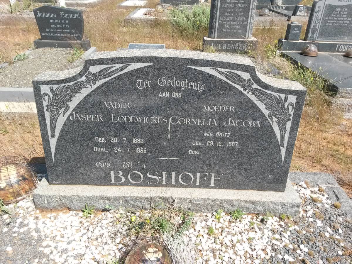 BOSHOFF Jasper Lodewickes 1883-1956 &amp; Cornelia Jacoba BRITZ 1887-