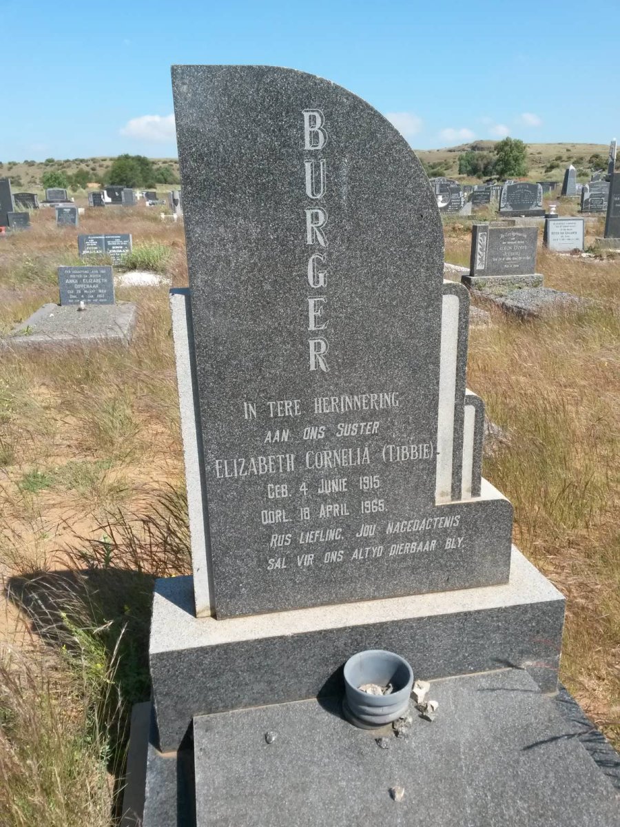 BURGER Elizabeth Cornelia 1915-1965